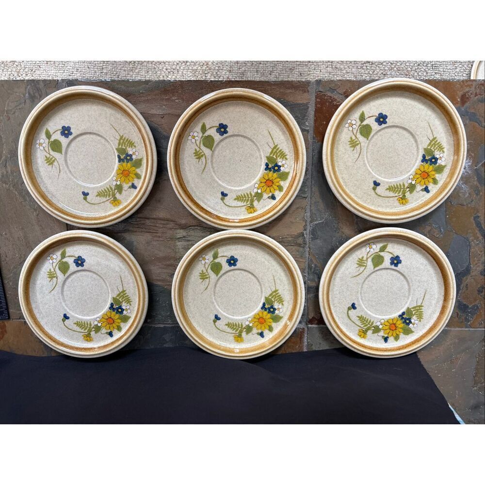 Mikasa Stone Manor Garden Bouquet Saucer Set of 6 Japan F5815